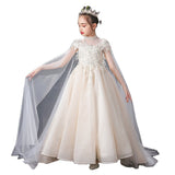 Princess Charlotte Flower Girl Dress Princess Champagne Performance Trailing Host Evening Dress