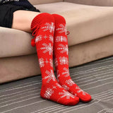 Winter Thick Knit Thigh High Socks Long Stockings Boot Christmas Calf Socks Knitted Bunching Socks