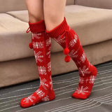 Winter Thick Knit Thigh High Socks Long Stockings Boot Christmas Calf Socks Knitted Bunching Socks