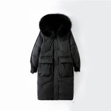 Women Winter Coats Puffer Jacket Down Coat White Duck Down Jacket Women'S Mid-Length Thickened Fox Fur Collar Coat