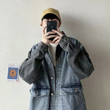 Men Denim Jacket Men's Loose Retro Jacket