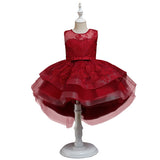 Toddler Girls Sequin Gown Dress Children's Full Dress Lace Wedding Dress Performance Wear Mesh Embroidery