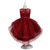 Toddler Girls Sequin Gown Dress Children's Full Dress Lace Wedding Dress Performance Wear Mesh Embroidery