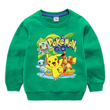 Children Pokemon Pikachu Hoodie Sweater round Neck Spring and Autumn Cotton