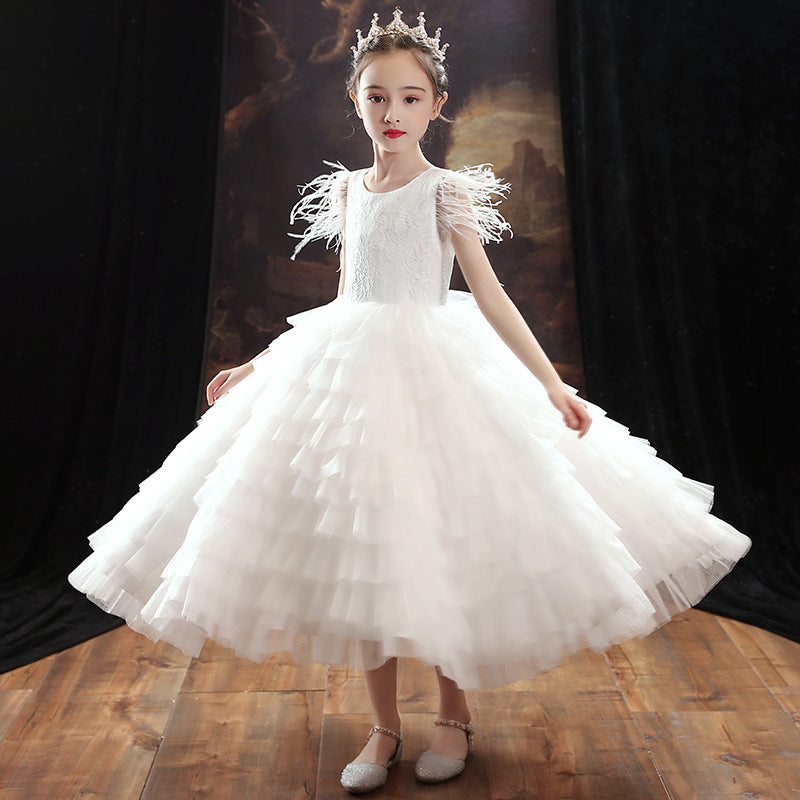 Princess Charlotte Flower Girl Dress Children's Wedding Dress White Performance Dress