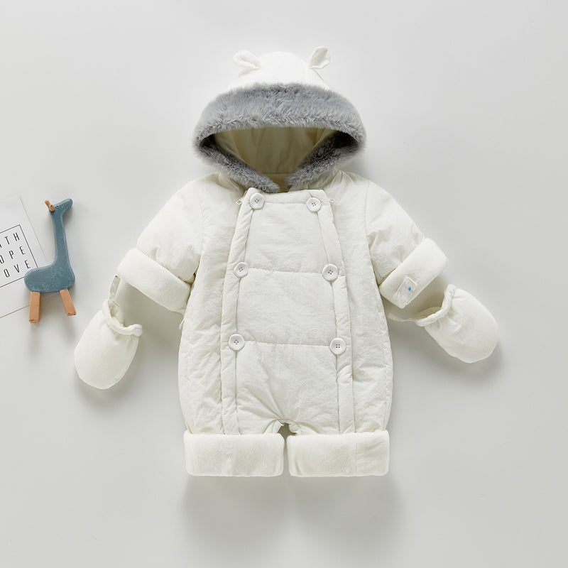 Winter Rompers Winter Thick White Jumpsuit Romper Outdoor Fashion Romper