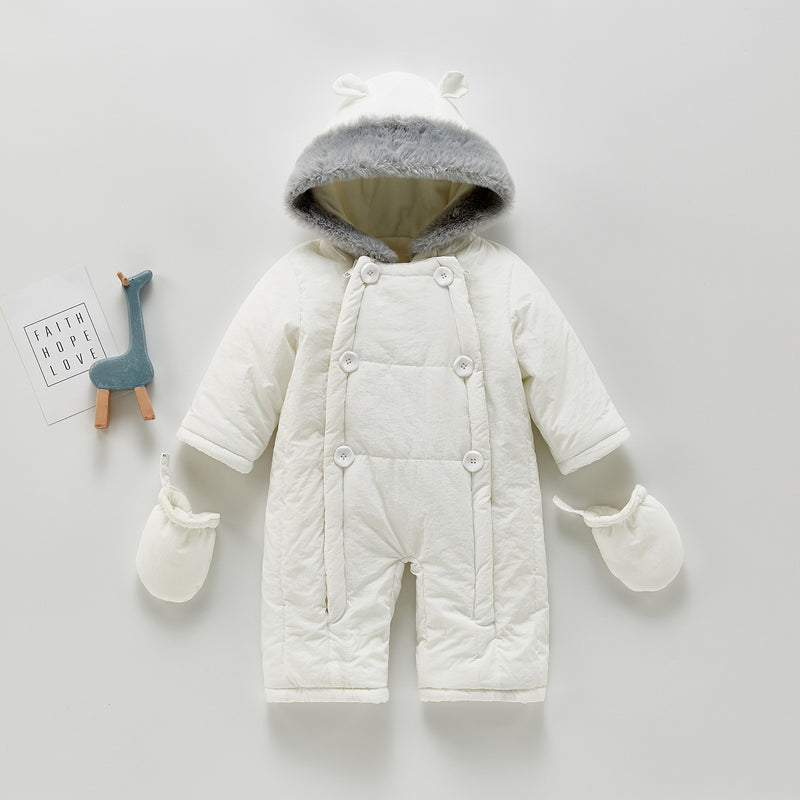 Winter Rompers Winter Thick White Jumpsuit Romper Outdoor Fashion Romper