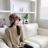 Leopard Fur Hat Retro Fisherman Hat