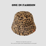 Leopard Fur Hat Retro Fisherman Hat
