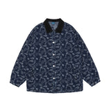 Men Denim Coat Jean Jackets Paisley Denim Jacket Men's Color Contrast Patchwork Jacket Baggy Coat