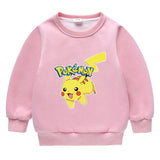 Children Pokemon Pikachu Hoodie Fleece-Lined Pikachu Sweater Double-Layer Thickened Coat Top