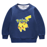 Children Pokemon Pikachu Hoodie Fleece-Lined Pikachu Sweater Double-Layer Thickened Coat Top