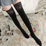 Winter Thick Knit Thigh High Socks Long Stockings Boot Lace Knee Socks Spring and Autumn Cotton Vertical Stripes Stockings