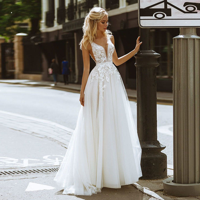 See Through Wedding Dress See-Through Deep V-Neck Sexy Wedding Dress