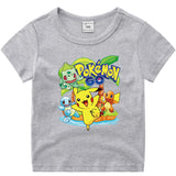Children Pokemon Pikachu T Shirt Cotton Short Sleeve round Neck T-shirt Sports Casual Cute