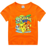 Children Pokemon Pikachu T Shirt Cotton Short Sleeve round Neck T-shirt Sports Casual Cute