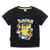Children Pokemon Pikachu T Shirt 夏装短袖T恤棉质休闲运动