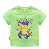 Children Pokemon Pikachu T Shirt 夏装短袖T恤棉质休闲运动