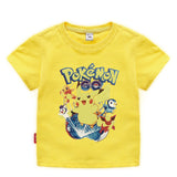 Children Pokemon Pikachu T Shirt 夏装短袖T恤棉质休闲运动