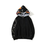Shark Print Hoodie Autumn And Winter Camouflage Shark Double Hood Sweatshirt Couple Coat Hip Hop Men And Women