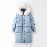 Women Winter Coats Puffer Jacket Down Coat White Duck Down Jacket Women'S Mid-Length Thickened Fox Fur Collar Coat