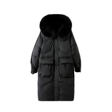 Women Winter Coats Puffer Jacket Down Coat White Duck Down Jacket Women'S Mid-Length Thickened Fox Fur Collar Coat