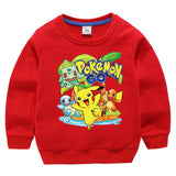 Children Pokemon Pikachu Hoodie Sweater round Neck Spring and Autumn Cotton