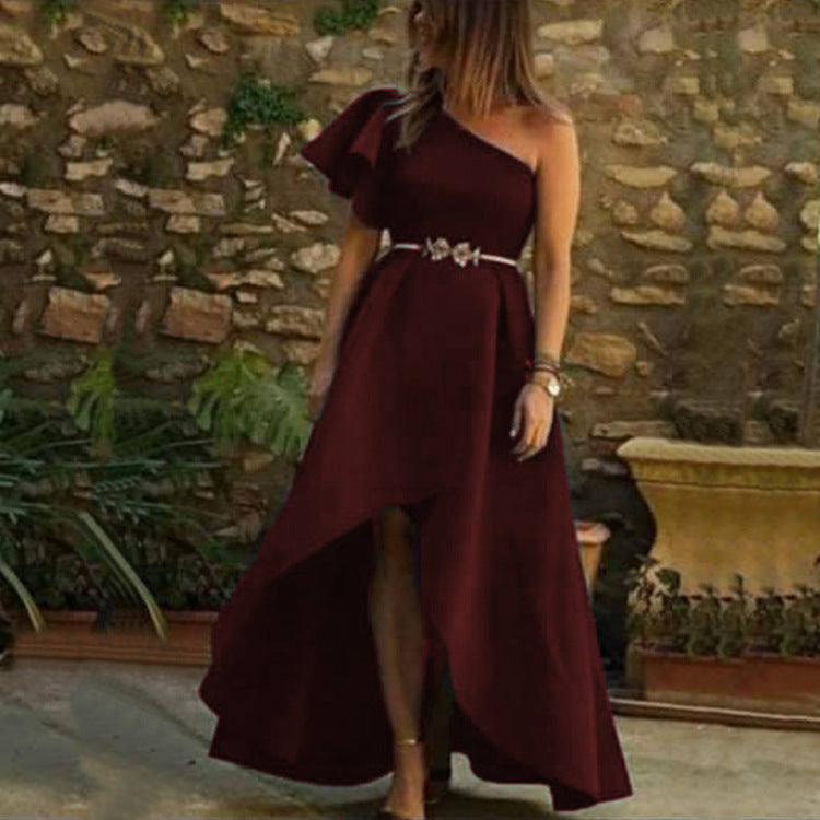 Homecoming Dresses Women's Evening Dress Autumn and Winter Retro Long Dress Solid Color Dress