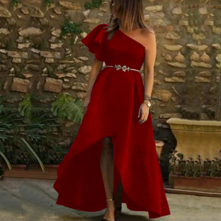 Homecoming Dresses Women's Evening Dress Autumn and Winter Retro Long Dress Solid Color Dress