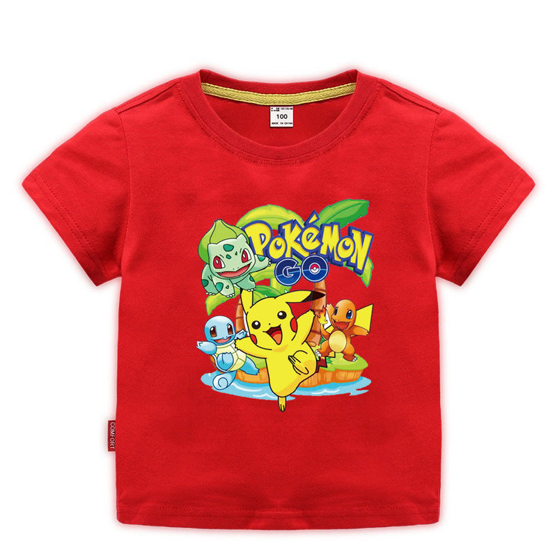 Children Pokemon Pikachu T Shirt Children's Clothing Children's Summer Clothing Short Sleeve T-shirt