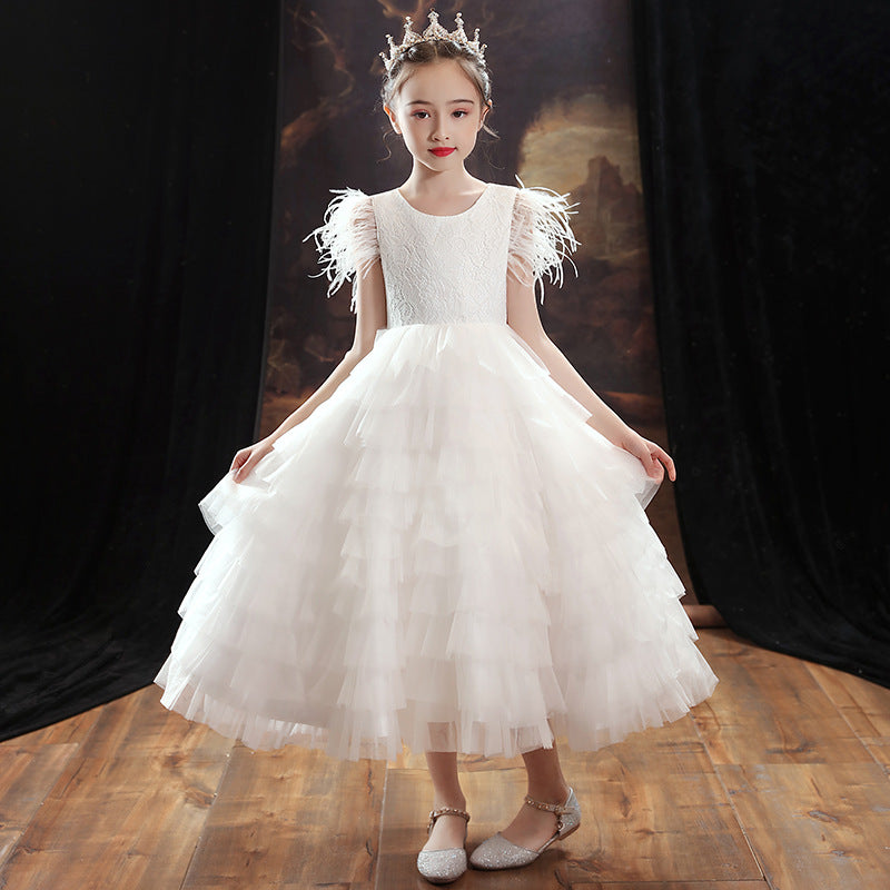 Princess Charlotte Flower Girl Dress Children's Wedding Dress White Performance Dress