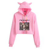 Friends Joey Hoodie Fashion Cat Women's Short Hoodie