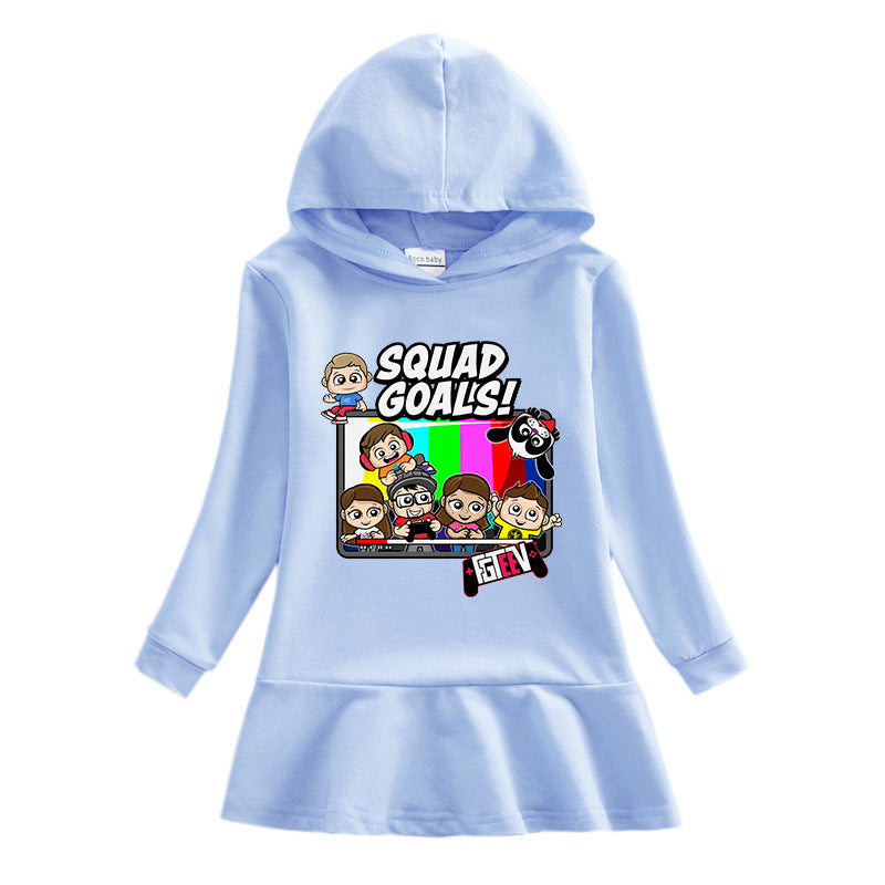 Fgteev Children's Cartoon Cotton Casual Dress