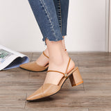 Nude Strappy Block Heels Sandals
