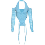 Music Festivals Rave Outfits Girls Tops Autumn and Winter Women's Sexy Slim T-shirt Women