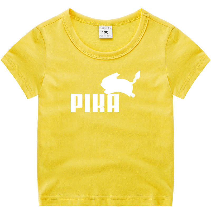 Children Pokemon Pikachu T Shirt Summer Short Sleeve T-shirt Cotton Leisure Sports