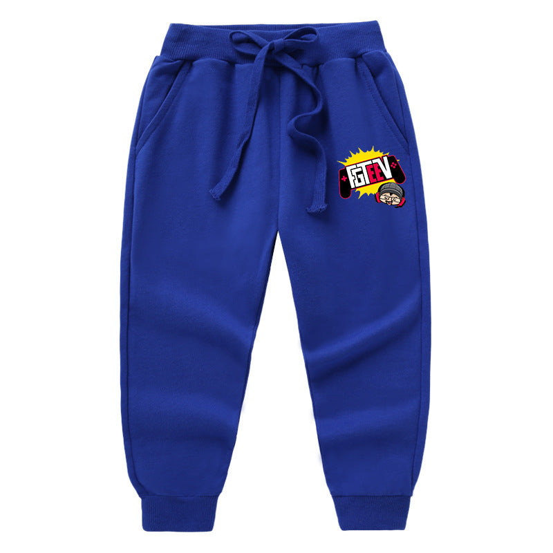 Fgteev Spring and Autumn Children's Ankle-Tied Long Pants Casual Sports Trousers
