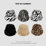 Leopard Fur Hat Retro Fisherman Hat