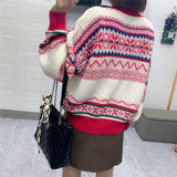 Fair Isle Sweater Cottagecore Outfits for Women Sweater Early Autumn round Neck Long Sleeve Pullover Cardigan Knitwear