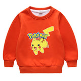 Children Pokemon Pikachu Hoodie Fleece-Lined Pikachu Sweater Double-Layer Thickened Coat Top