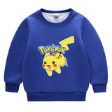 Children Pokemon Pikachu Hoodie Fleece-Lined Pikachu Sweater Double-Layer Thickened Coat Top