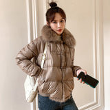Women Winter Coats Puffer Jacket Down Coat Winter Fox Fur Collar Down Jacket Women's Mink Furry Down Jacket