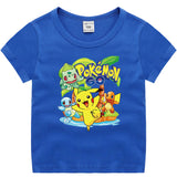 Children Pokemon Pikachu T Shirt Cotton Short Sleeve round Neck T-shirt Sports Casual Cute
