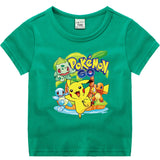 Children Pokemon Pikachu T Shirt Cotton Short Sleeve round Neck T-shirt Sports Casual Cute