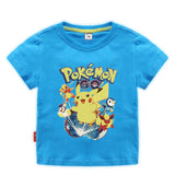 Children Pokemon Pikachu T Shirt 夏装短袖T恤棉质休闲运动