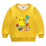 Children Pokemon Pikachu Hoodie Baby Pikachu Sweater Double-Layer Thickened Coat Top