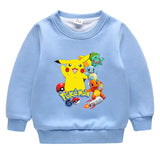 Children Pokemon Pikachu Hoodie Baby Pikachu Sweater Double-Layer Thickened Coat Top