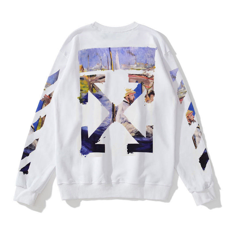 Arrow Graffiti Sweater Autumn and Winter Loose Round Neck Bottoming Shirt sweatshirt