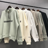 Fog Fear of God Essentials Hoodie Double Line Loose Autumn and Winter Fleece-Lined Half Zipper Hoodie