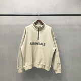 Fog Fear of God Essentials Hoodie Double Line Loose Autumn and Winter Fleece-Lined Half Zipper Hoodie